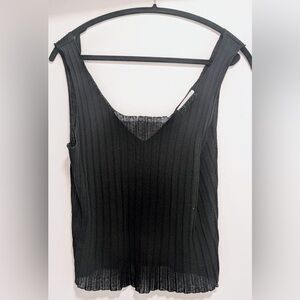 OAK + FORT Black Ribbed Tank Top